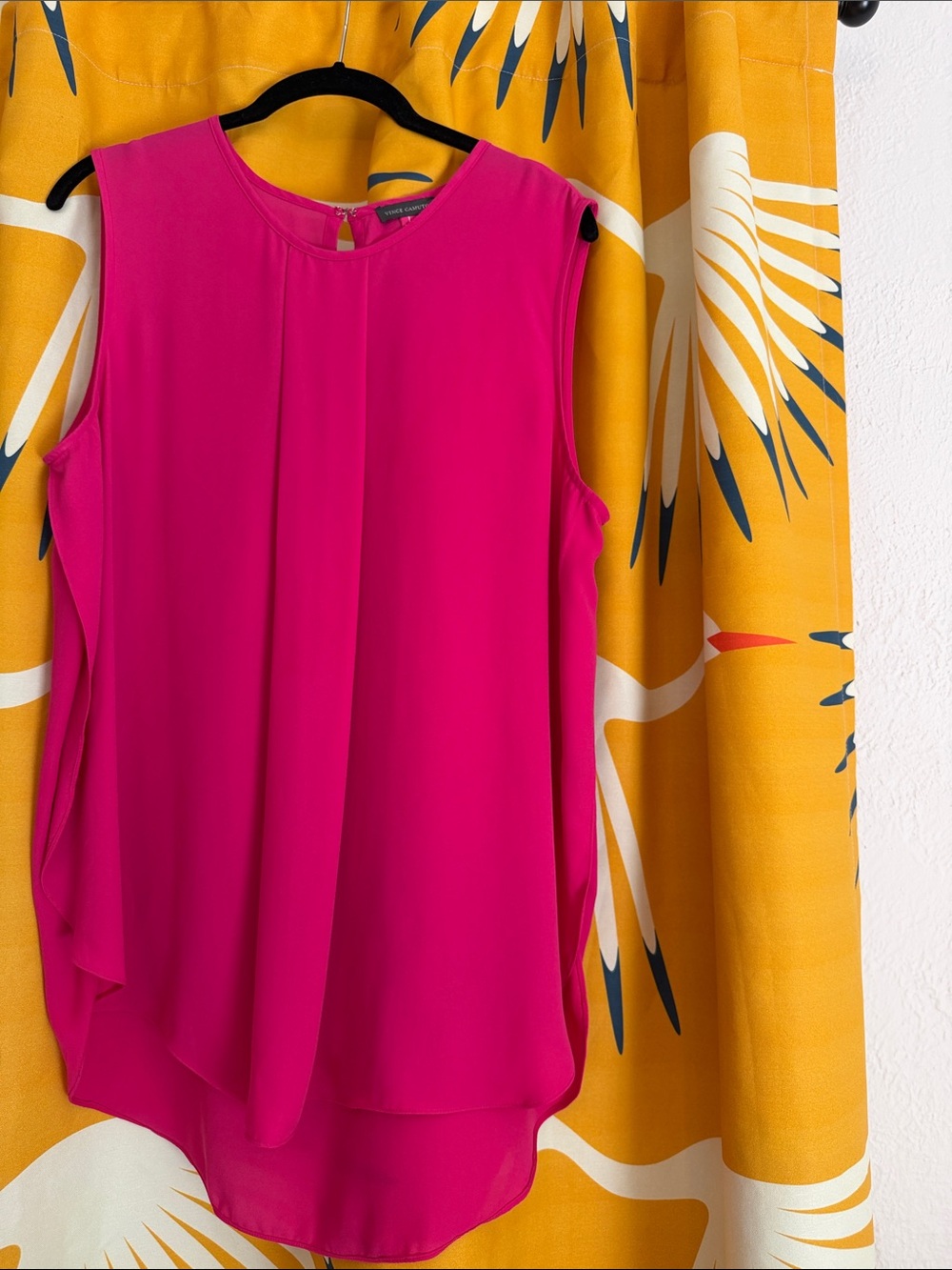 Vince Camuto Fuchsia Sleeveless Layered Chiffon Blouse
